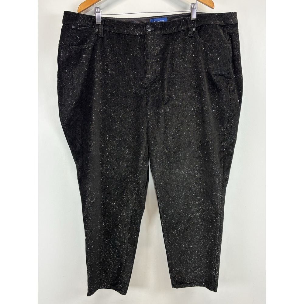 NEW! Talbots Slim Ankle Corduroy Pants Women's 24W Plus Black Metallic Sparkle
